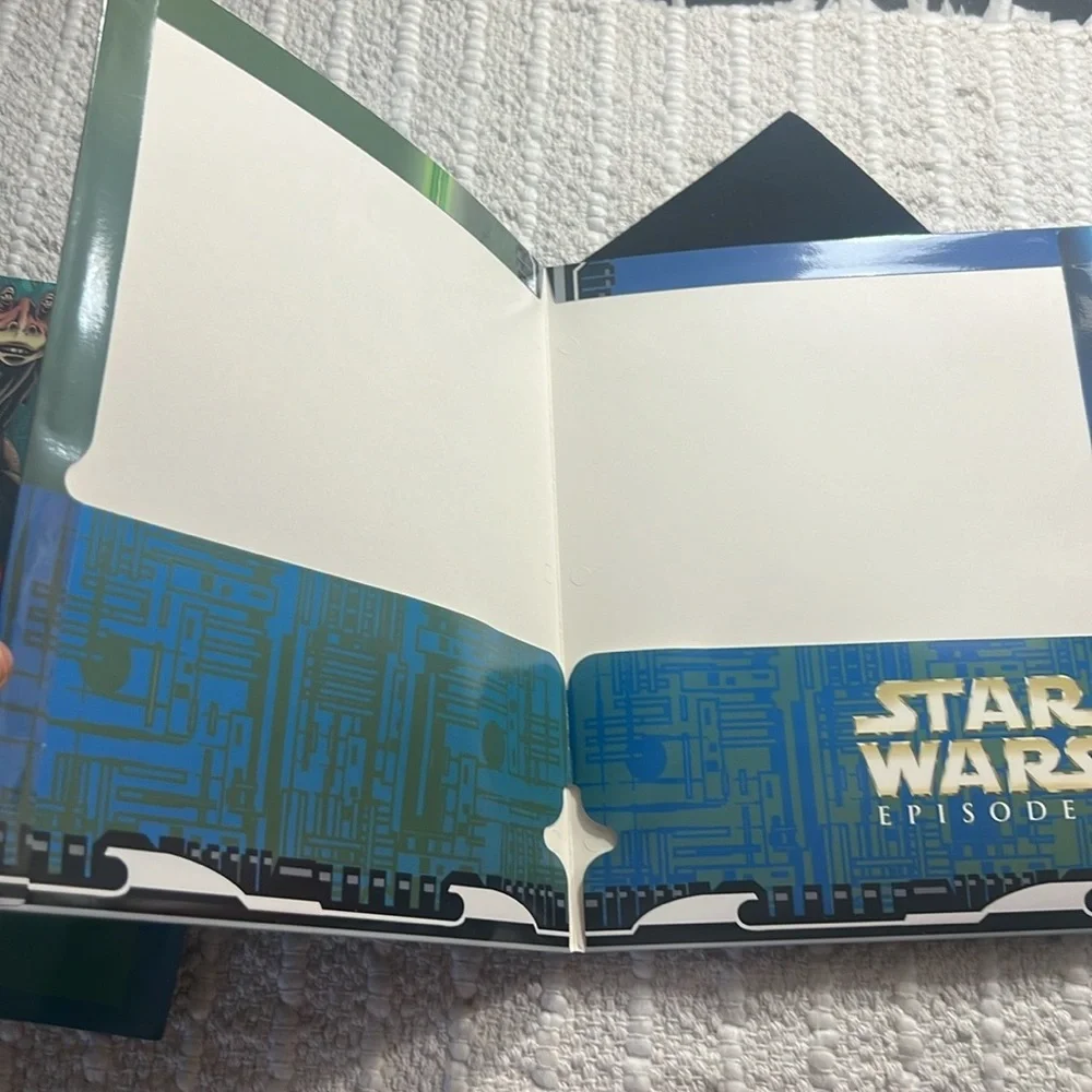 Vintage Star Wars Episode 1 JAR JAR & JEDi Printed Pockets Folder Set Of 2